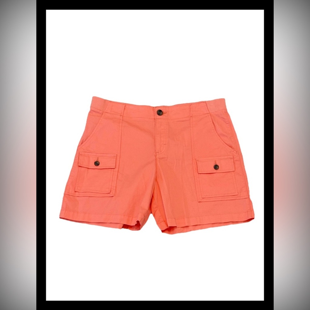 Lee Pink Cotton Cargo Bermuda Shorts Elastic Waist Size 12 - Picture 2 of 7
